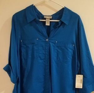 Catherines Blue Blouse-14/16-NWT